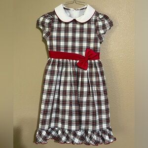 Bonnie Jean Red, Green & White Holiday Dress with Peter Pan Collar Girls 6X